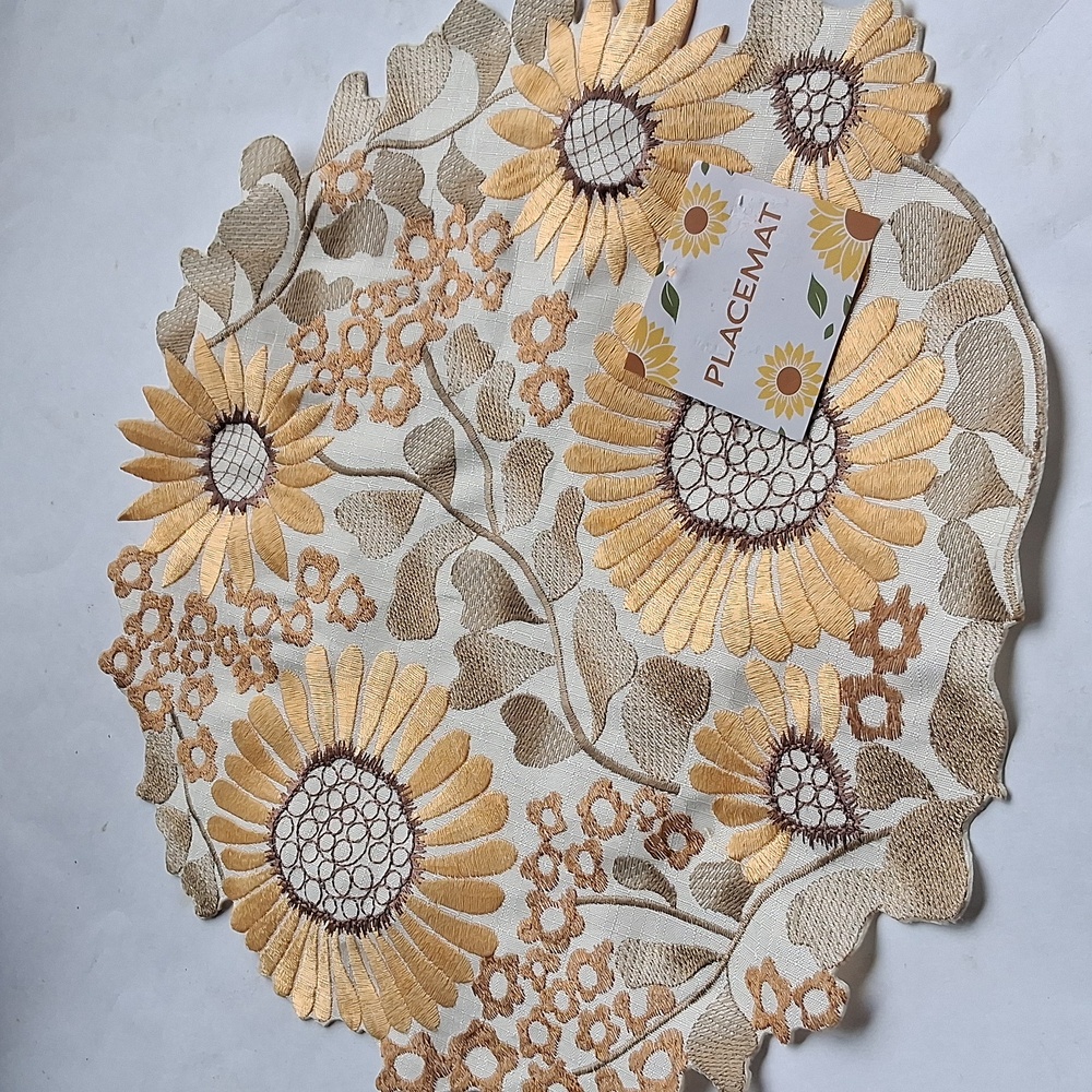 Sunflower  Embroidered Placemat.